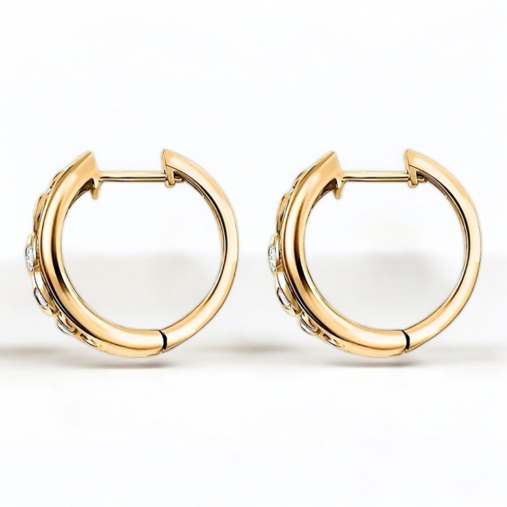 🔥18K Yellow Gold Plated White Zircon Statement Earrings 1.60 ctw - Picture 3 of 5
